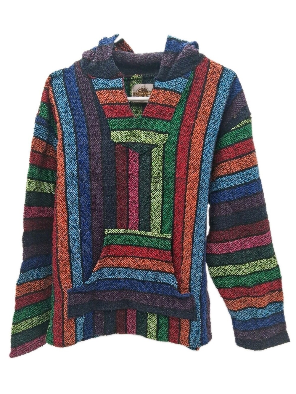 Earth Ragz Hoodie Adult XL Multicolor Relaxed Mexican Baja Drug Rug Hippie